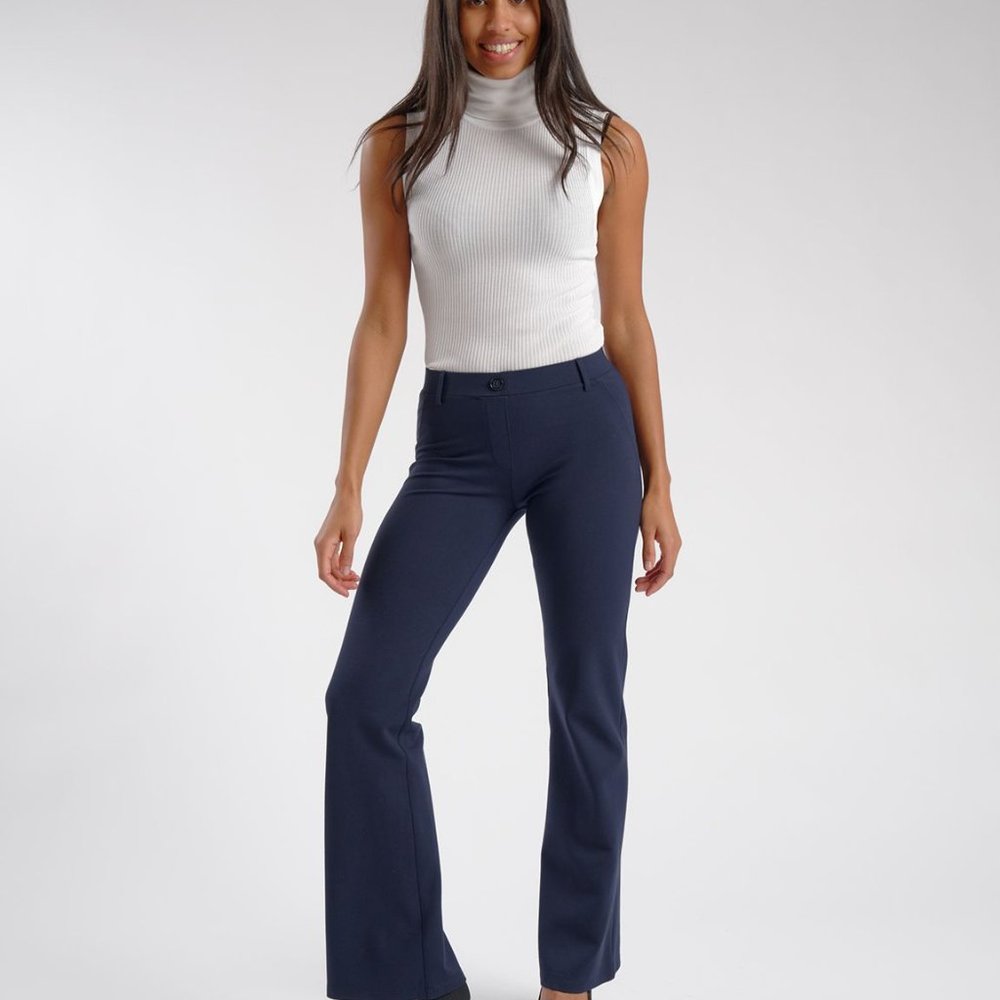 Betabrand Navy Bootcut Dress Pants - Picture 2 of 8